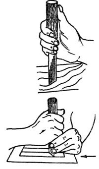 Рис. 4. Положение рук при выполнении элементов геометрической резьбы