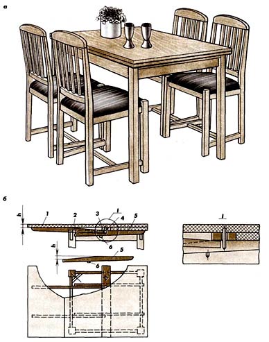 Столы обеденные с прямоугольным (а) или квадратным (б) подстольем