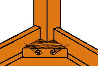 Укрепление ослабленных столярных соединений: Крепление угла с помощью деревянной угловой скобы